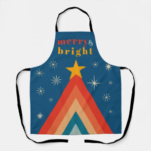 Tablier Noël Rétro Groovy Rouge & Bleu Minimaliste