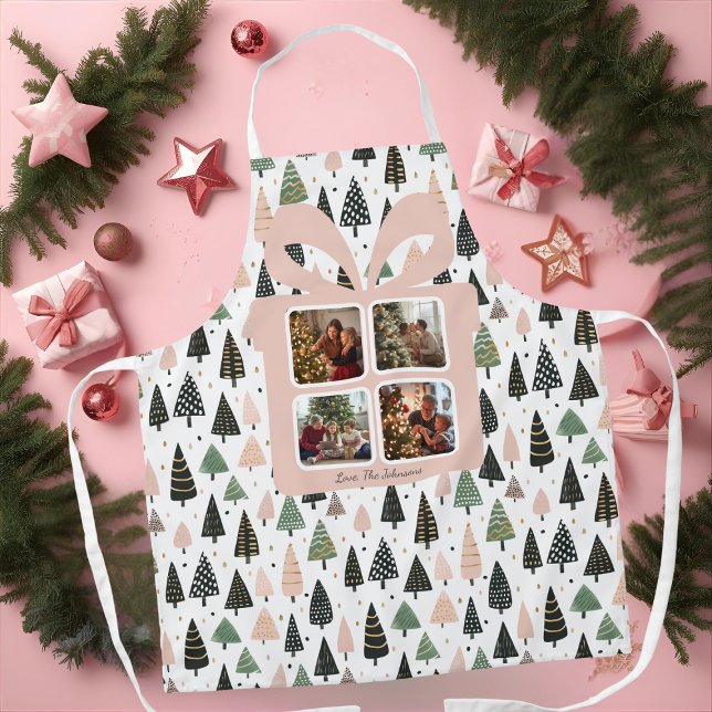 Tablier Noël rose moderne personnalisé  (Créateur téléchargé)