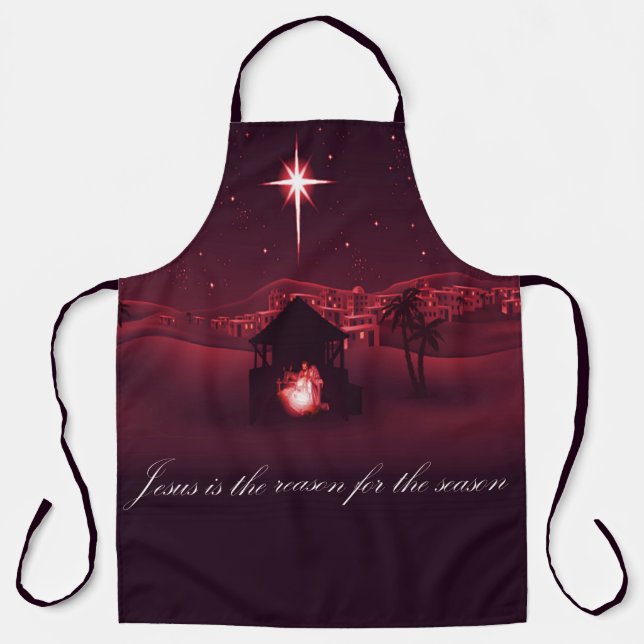 Tablier Noël rouge Jésus est la raison (Recto)