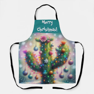 Tablier Noël Saguaro Cactus Whimsical Snowflakes
