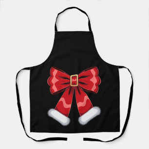 Tablier Noël Santa Ceinture Nœud Rouge Fourrure Ornement X