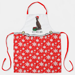 Tablier Noël Santa Hat Greyhound Dog (brindle) Drôle