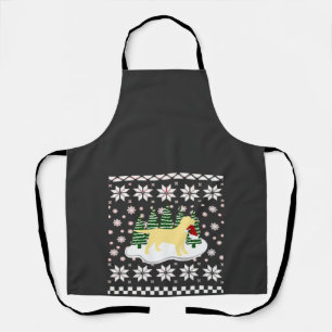 Tablier Noël Silhouette Labrador Jaune Chapeau de Père Noë