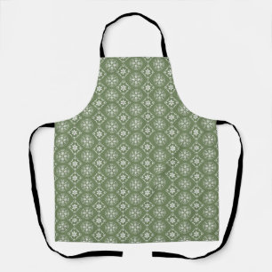 Tablier Noël Simple Vert mignon Flocon de neige minimal