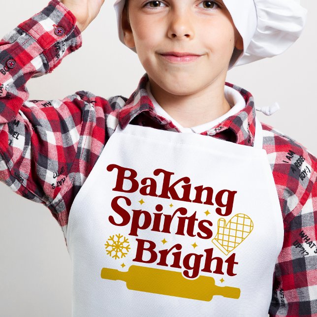 Tablier Noël Super rétro (Retro Groovy Baking Spirits Bright Christmas Adult Apron)