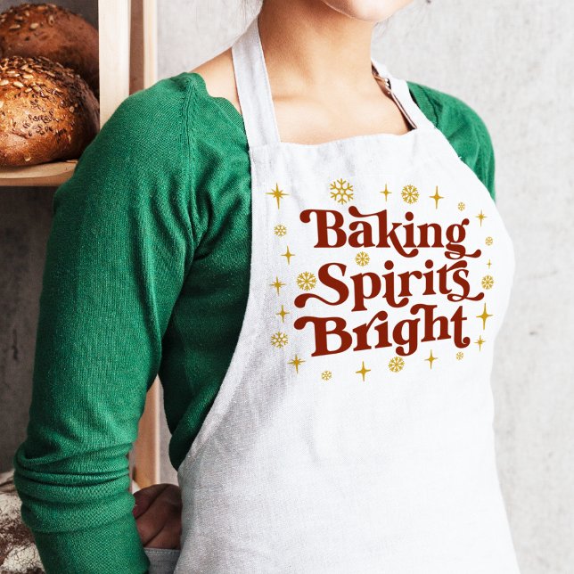 Tablier Noël Super rétro (Retro Groovy Baking Spirits Bright Christmas Adult Apron
)