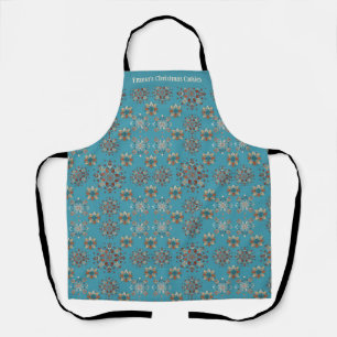 Tablier Noël Turquoise personnalisé motif de flocon de nei