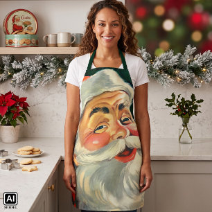 Tablier Noël vintage, joyeux Père Noël rétro des années 50