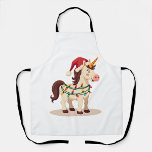 Tablier Noël Vintage Licorne Dabbing Santa Drôle Holi