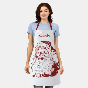 Tablier Noël Vintage, Retro Jolly Santa Claus en rouge