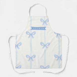 Tablier Nœud Bleu Personnalisé Coquette Nom Esthétique