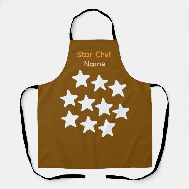 Tablier noir avec sangles marron Chef Star personn (Recto)