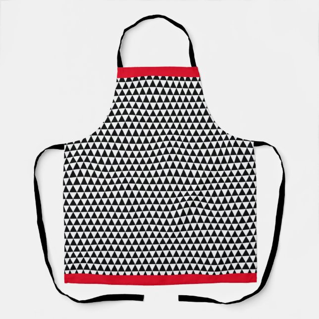 Tablier NOIR  BLANC GEOMETRIQUE FINITION ROUGE Chef Craft (Recto)