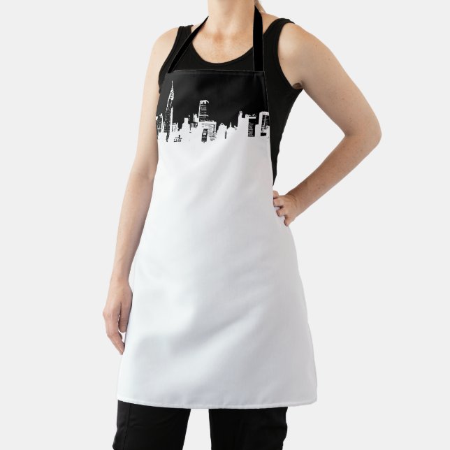 Tablier Noir Blanc New York Skyline Pop Art (Insitu)
