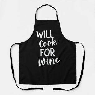 Tablier Noir “Cuisinera pour du Vin” Femme Drôle de Vin