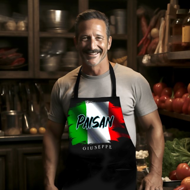 Tablier noir drapeau italien Drapeau italien (Créateur téléchargé)