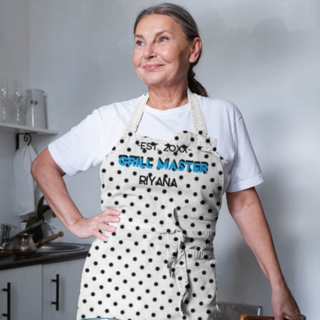 Tablier Noir en vichy chèque grill maître personnalisé (Créateur téléchargé)