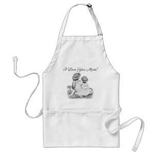 Tablier Noir et Blanc Je t'aime Maman Personnalisé