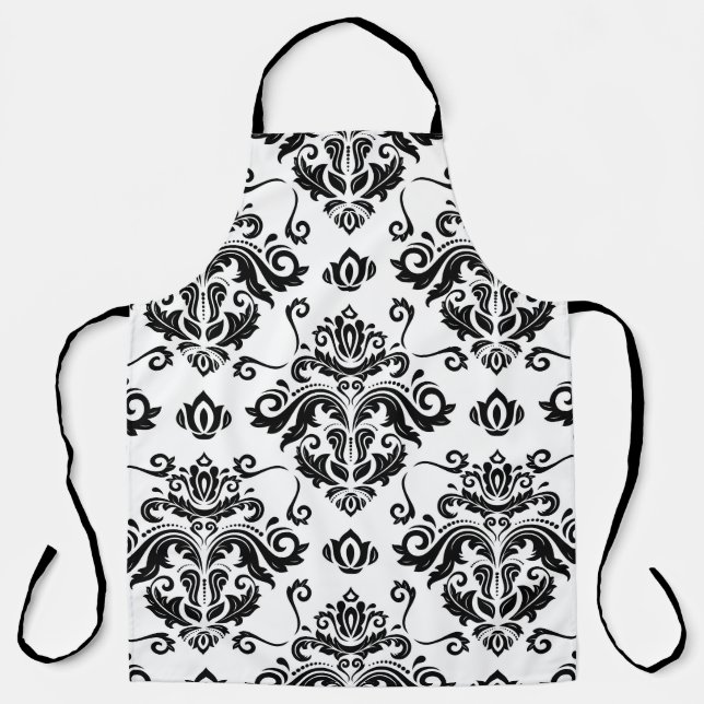 Tablier Noir et blanc oriental : Texture classique (Recto)