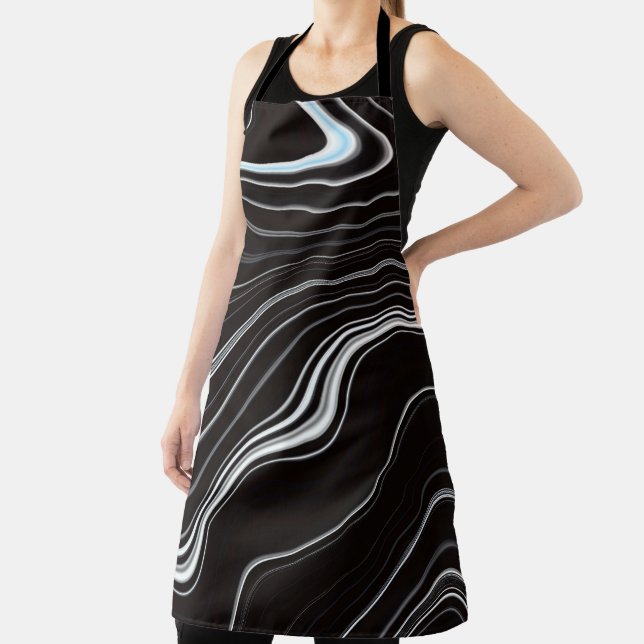 Tablier Noir et blanc Wavy Abstraction (Insitu)