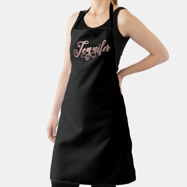 Tablier Noir et Or Rose Faux pour Jennifer (Insitu)
