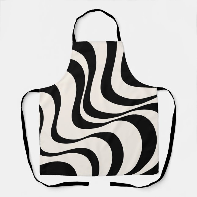 Tablier Noir et pastel moderne ondes rétro design (Recto)