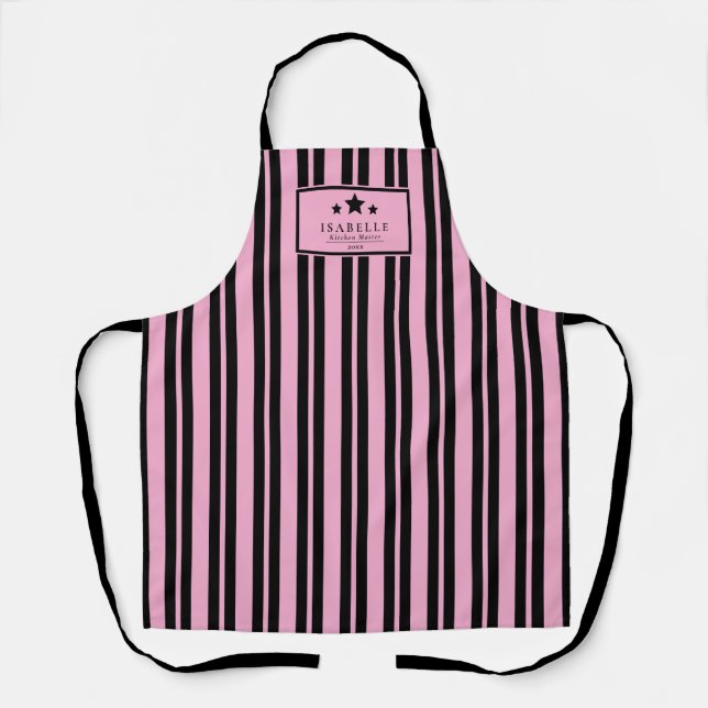 Tablier noir et rose Kitchen Master Stars (Recto)