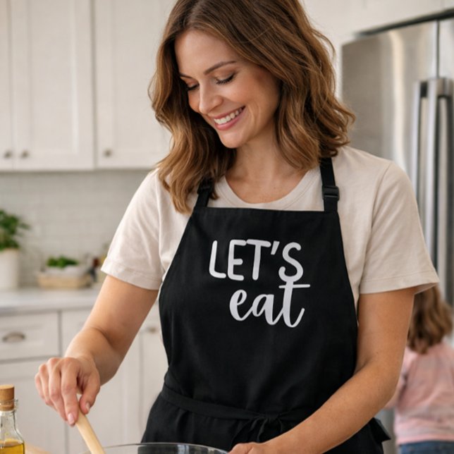 Tablier noir « Let's Eat. » pour femmes, cuisine m (Créateur téléchargé)