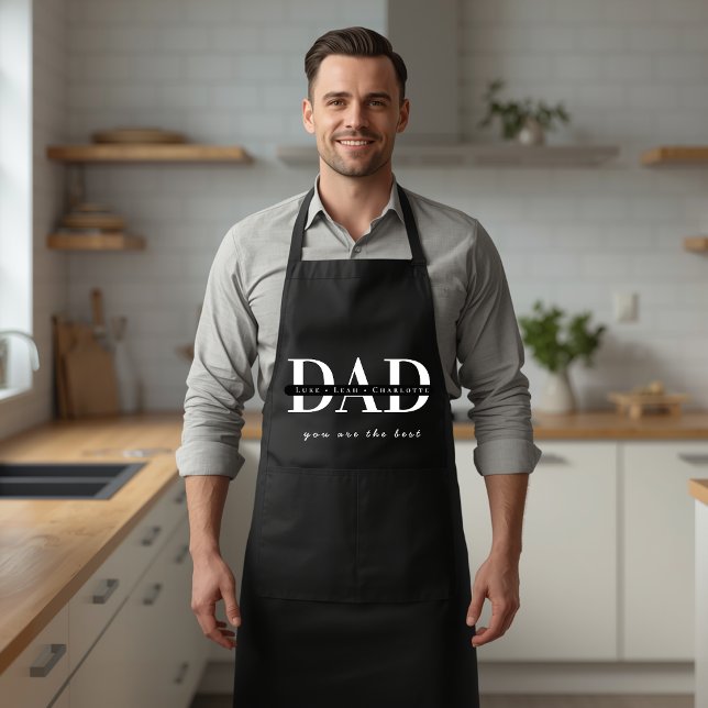 Tablier noir moderne personnalisé pour papa (Créateur téléchargé)