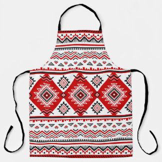 Tablier Noir noir rouge, motifs ukrainiens.