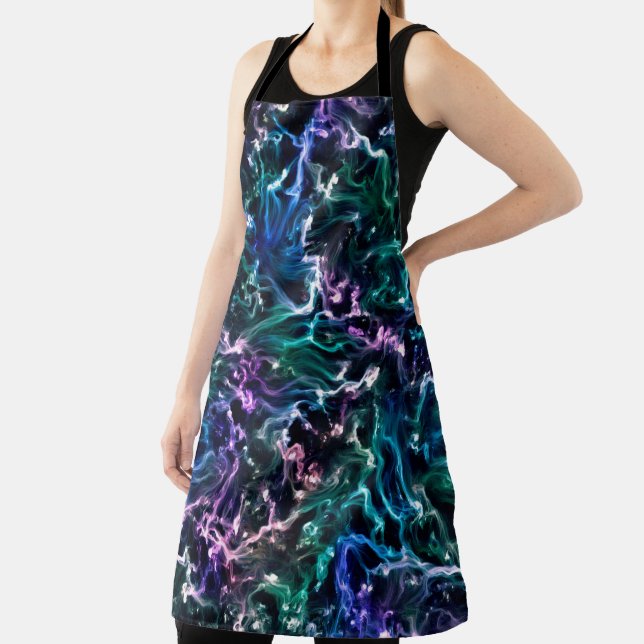 Tablier Noir rose Turquoise Cosmique Abstrait Fluide Nebul (Insitu)