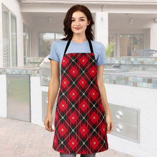 Tablier Noir Rouge or Lumberjack Plaid Motif