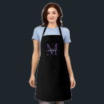 Tablier Noir violet violet Monogramme Fille Feminine Scrip<br><div class="desc">Simple noir violet violet Monogramme Élégant Feminine Script Apron</div>