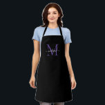 Tablier Noir violet violet Monogramme Fille Feminine Scrip<br><div class="desc">Simple noir violet violet Monogramme Élégant Feminine Script Apron</div>