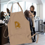 Tablier Nom coiffeuse logo salon de coiffure élégant luxe<br><div class="desc">Tablier salon de coiffure élégant personnalisé avec logo de coiffure femme faux or (vous pouvez le remplacer par le vôtre!) et avec nom personnalisé styliste et salon.</div>