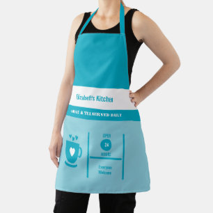 Tablier Nom d'amateur de café cuisine bleu
