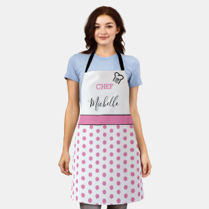 Tablier Nom de Chef Personnalisé Moderne avec Points Polka