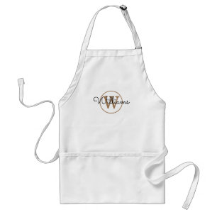 Tablier Nom de famille de script Monogramme Or Noir Modern
