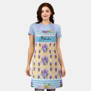 Tablier Nom de femme Pansy Bleu Jaune Pastel Français Pers