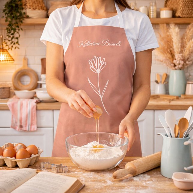 Tablier Nom de fleur simple rose poussiéreuse élégante (Créateur téléchargé)