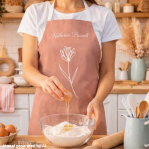 Tablier Nom de fleur simple rose poussiéreuse élégante