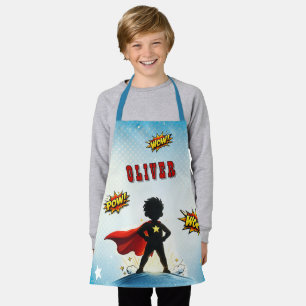 Tablier Nom de garçon super-héros de style comique