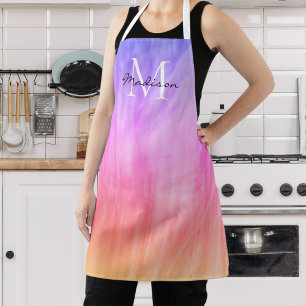 Tablier Nom de la fille Monogramme rose pourpre