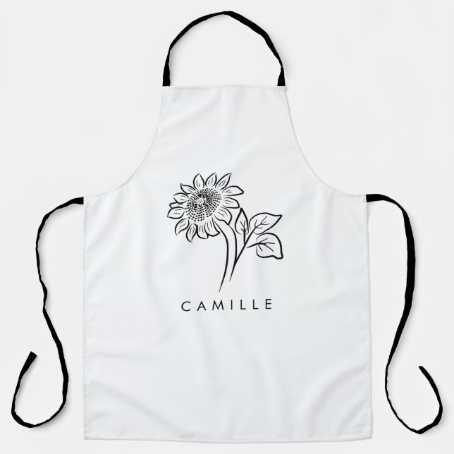 Tablier Nom de la servante Fleur sauvage rustique (Recto)