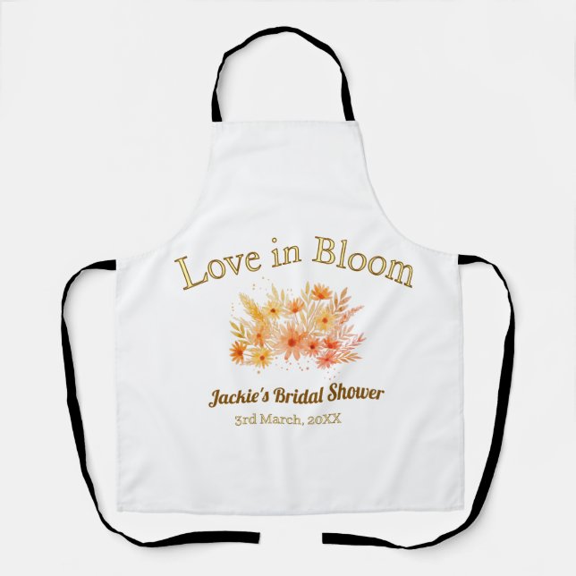 Tablier nom de love in bloom rétro bohème jaune pour la fê (Recto)