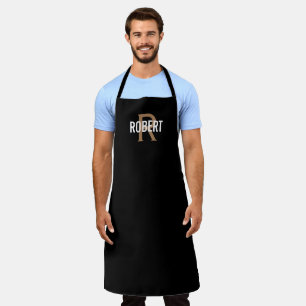 Tablier Nom de monogramme en or noir moderne