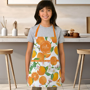 Tablier Nom de script pour enfants Chef Orange Citrus