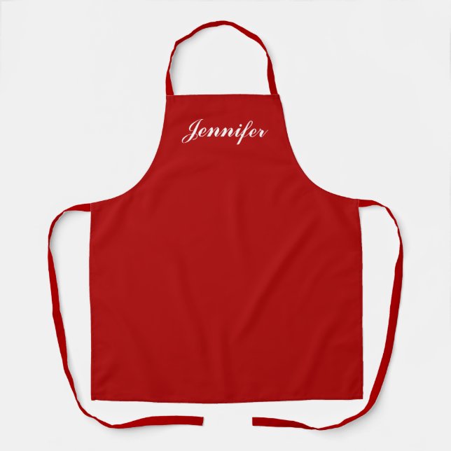 Tablier Nom de script rouge personnalisé Womens Kitchen (Recto)