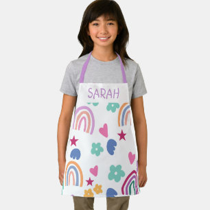Tablier Nom d'enfant coloré arc-en-ciel mignon