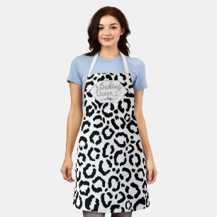 Tablier Nom du Cheetah Léopard blanc noir de la Reine-Cuis